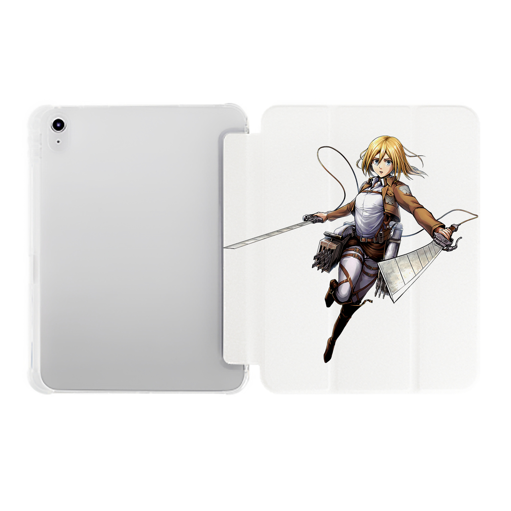 （画像用） 進撃の巨人 クリスタ·レンズ Attack on Titan Christa Lenz IPad ケース ペン収納付き 三つ折りスタンド PUレザー×シリコン 対応機種9.5/10.5/10.9インチ